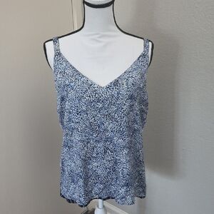 White House Black Market Blue and White Camisole